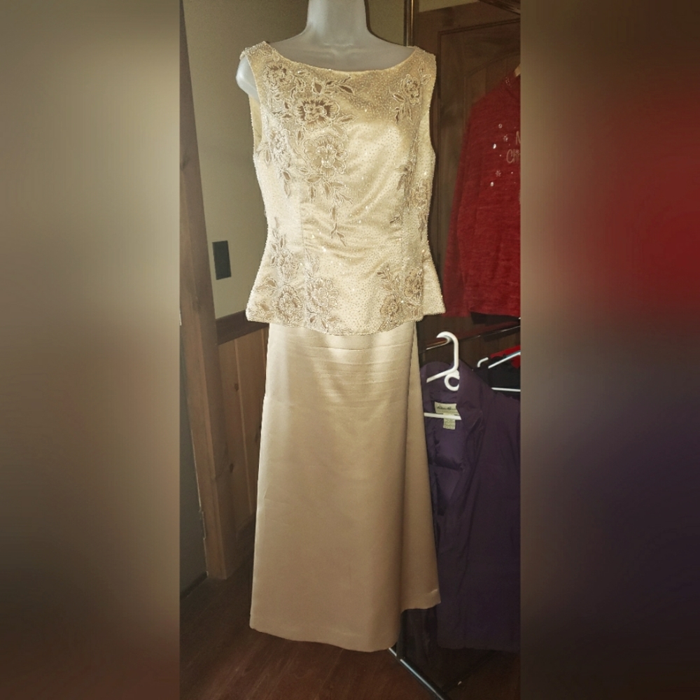 Long satin skirt with amazing jeweled sleeveless top.
